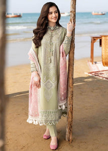 3 Piece Unstitched Heavy Embroidered Chickan Kari Lawn Suit ( Printed Organza Dupatta )