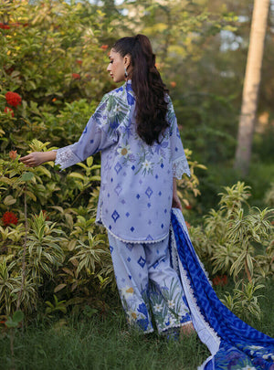 3 Piece Unstitched Embroidered Lawn Suit ( Fine Printed Lawn Dupatta )