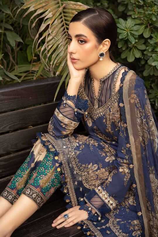 3 Piece Unstitched Digital Printed Lawn Suit ( Fine Printed Silk Dupatta )